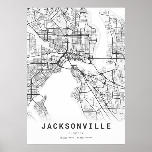 Stadtkarte von Jacksonville Poster (Vorne)