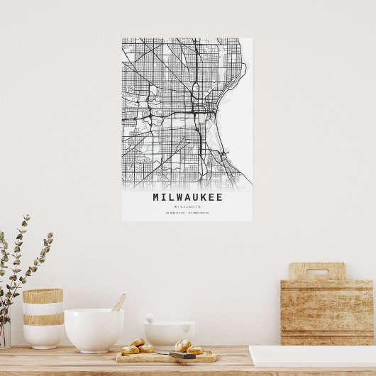 Stadtkarte von Milwaukee Poster (Küche)