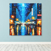 Stadtläden, Regennachten Leinwanddruck (Insitu (Holzboden))