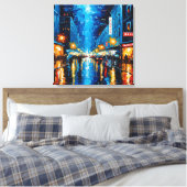 Stadtläden, Regennachten Leinwanddruck (Insitu (Schlafzimmer))