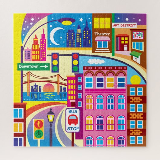 Stadtlandschaft Farben Puzzle (Vertikal)