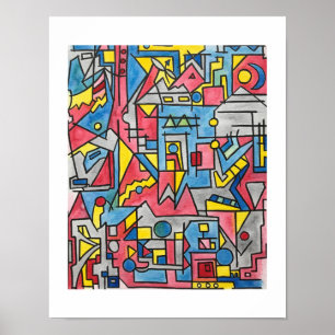 Stadtlandschaft - Moderne Bauhaus-Geometrie-Wasser Poster