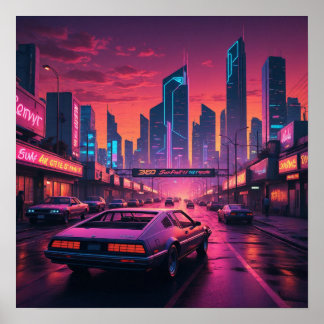 Stadtlandschaft Nachtblick Poster