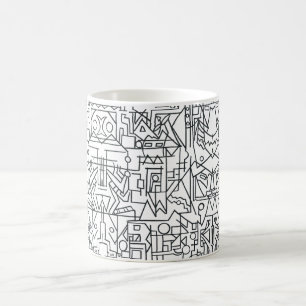 Stadtlandschaft-Schwarze und weiße moderne geometr Kaffeetasse