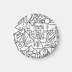 Stadtlandschaft-Schwarze und weiße moderne Geometr Magnet