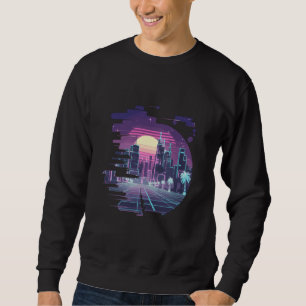 Stadtlandschaft Sonnenuntergang Retro Zukunft Chil Sweatshirt