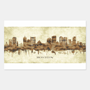 Stadtlandschaft von Boston Massachusetts Rechteckiger Aufkleber