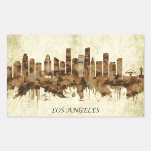 Stadtlandschaft von Los Angeles, Kalifornien Rechteckiger Aufkleber