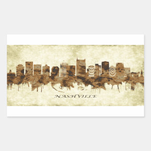 Stadtlandschaft von Nashville Tennessee Rechteckiger Aufkleber