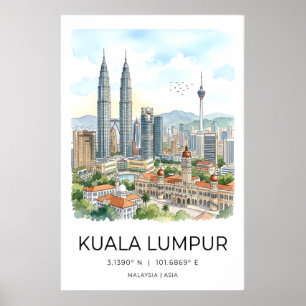Stadtlandschaft Wandkunst Kuala Lumpur Skyline - M Poster