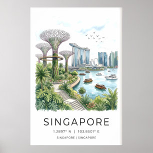 Stadtlandschaft Wandkunst Singapur Marina Bay - Gr Poster