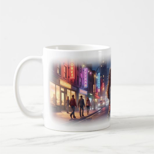Stadtliebe und Neon-Nächte Poster Kaffeetasse (Links)