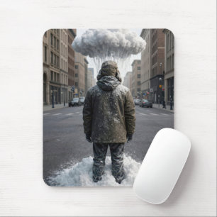 Stadtmann unter einer Schneewolke Mousepad