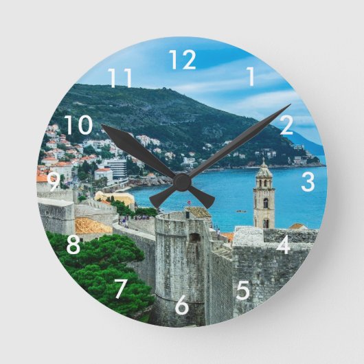 Stadtmauer von Dubrovnik Runde Wanduhr (Vorderseite)