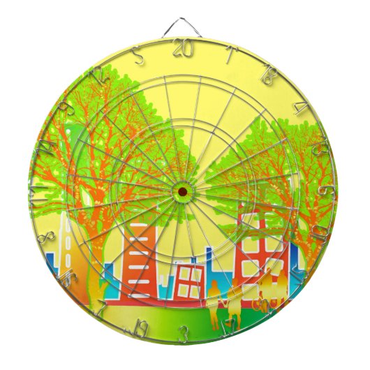 Stadtmensch-Regenbogen-buntes Schicksal Dartscheibe (vorne)