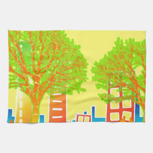 Stadtmensch-Regenbogen-buntes Schicksal Geschirrtuch (Horizontal)