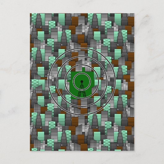 Stadtmuster mit Radio Tower Postkarte (Vorderseite)