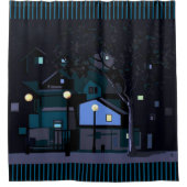 Stadtnachts Straßenbeleuchtung und Häuser Duschvorhang (Vorderseite)