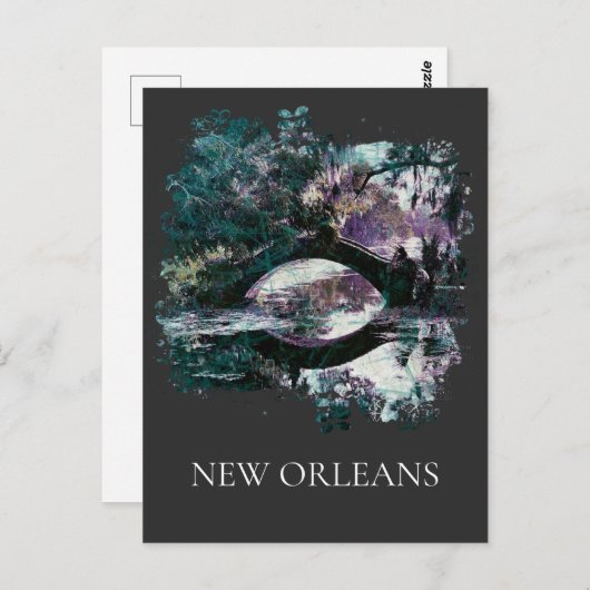 *~* Stadtpark New Orleans - Bridge Malerei Postkarte (Vorne/Hinten)