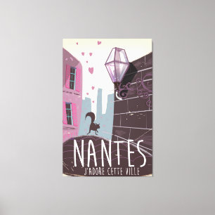 Stadtplakat Nantes Frankreich Leinwanddruck