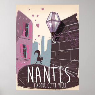 Stadtplakat Nantes Frankreich Poster