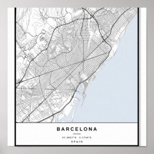 Stadtplan Barcelona Poster Minimalistische Linie