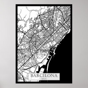 Stadtplan Barcelona Spanien Poster
