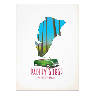 Stadtplan für die Piazza Padley Gorge Fotodruck