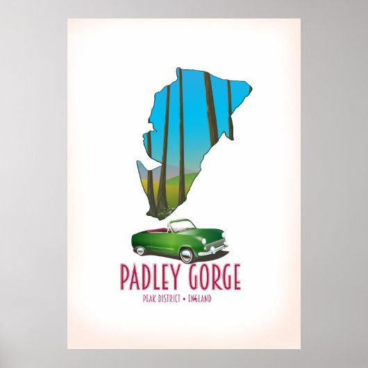 Stadtplan für die Piazza Padley Gorge Poster (Vorne)