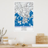 Stadtplan Helsinki Finnland Koordinaten Reise Poster (Küche)