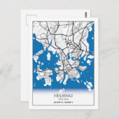 Stadtplan Helsinki Finnland Koordinaten Reise Postkarte (Vorne/Hinten)