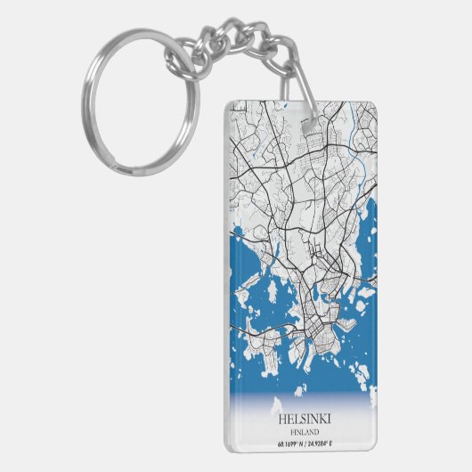 Stadtplan Helsinki Finnland Koordinaten Reise Schlüsselanhänger (Vorderseite links)