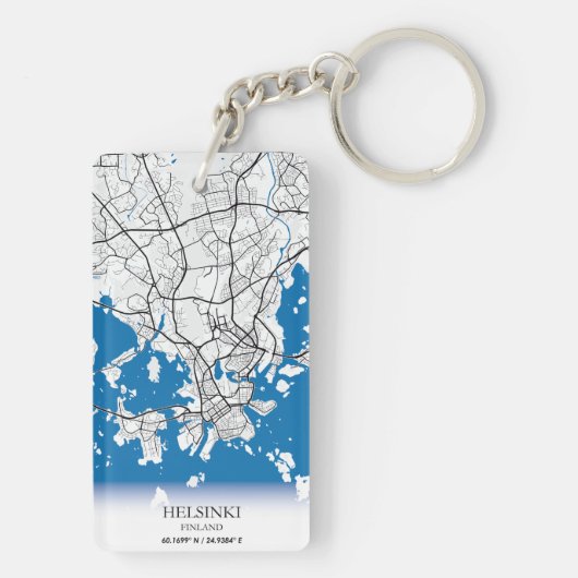 Stadtplan Helsinki Finnland Koordinaten Reise Schlüsselanhänger (Rückseite)