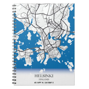 Stadtplan Helsinki Finnland Koordinaten Reisebuch Notizblock