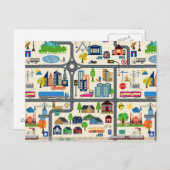 Stadtplan-Muster Postkarte (Vorne/Hinten)