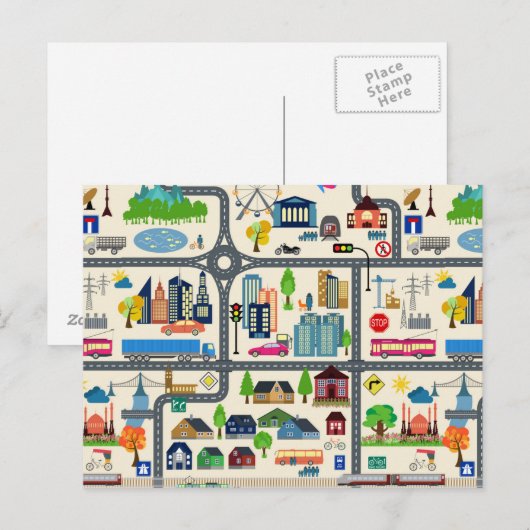 Stadtplan-Muster Postkarte (Vorne/Hinten)