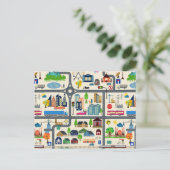 Stadtplan-Muster Postkarte (Stehend Vorderseite)