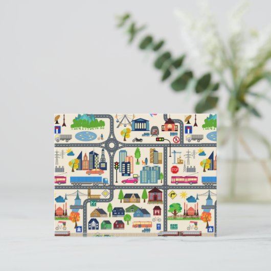 Stadtplan-Muster Postkarte (Stehend Vorderseite)