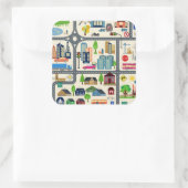 Stadtplan-Muster Quadratischer Aufkleber (Tasche)