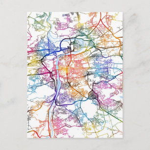 Stadtplan Prag Tschechien Postkarte