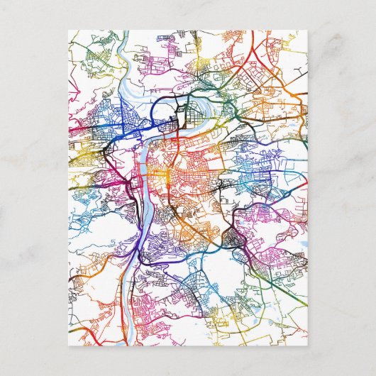 Stadtplan Prag Tschechien Postkarte (Vorderseite)