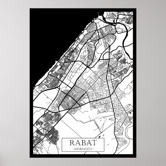 Stadtplan Rabat Marokko Poster (Vorne)