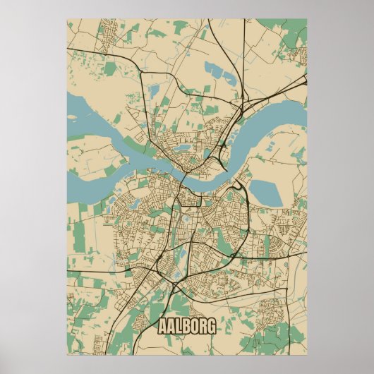 Stadtplan von Aalborg, Dänemark Poster (Vorne)