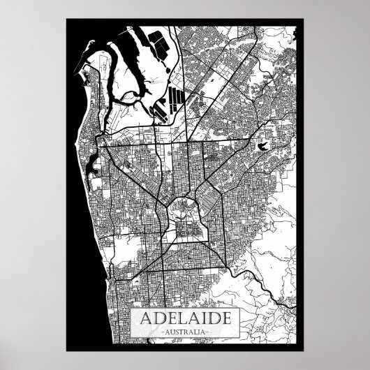 Stadtplan von Adelaide Australien Poster (Vorne)