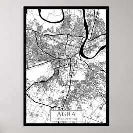 Stadtplan von Agra Uttar Pradesh Poster