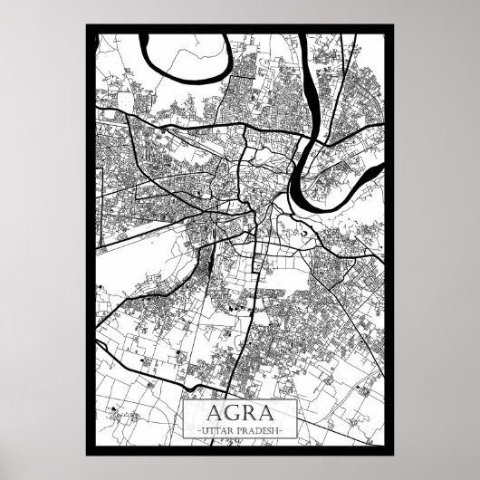 Stadtplan von Agra Uttar Pradesh Poster (Vorne)