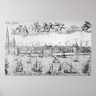Stadtplan von Antwerpen, 1549 Poster