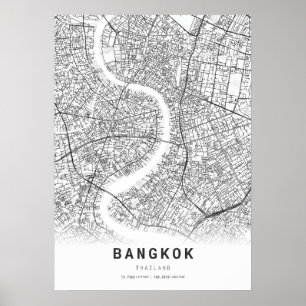 Stadtplan von Bangkok Poster
