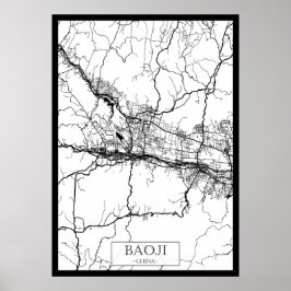 Stadtplan von Baoji, China Poster