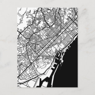 Stadtplan von Barcelona Spanien Postkarte
